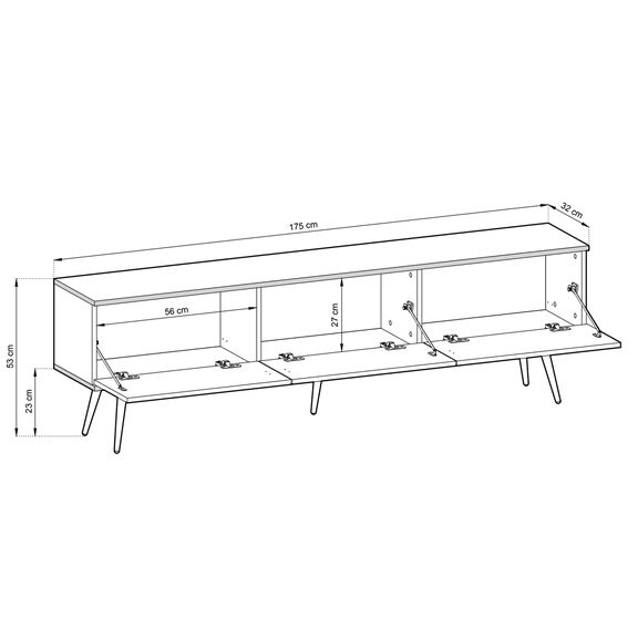 Έπιπλο Τηλεόρασης Oro_mdf Ανθρακί + Χρυσό 175x53x32cm