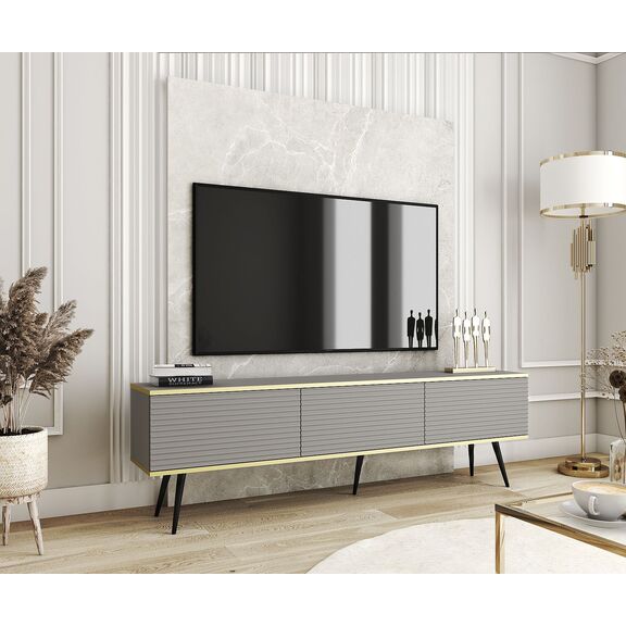 Έπιπλο Τηλεόρασης Oro_mdf Γκρι 175x53x32cm
