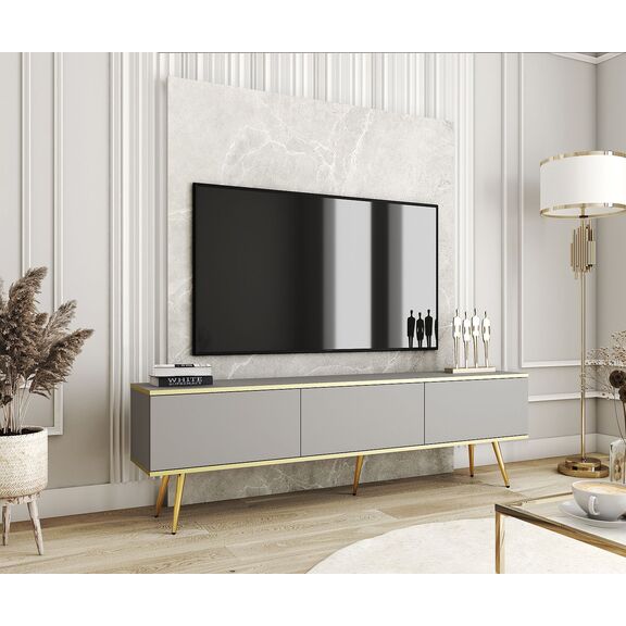 Έπιπλο Τηλεόρασης oro  Γκρι+ Χρυσό 175x53x32cm