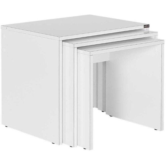 Σετ Τραπεζάκια Ζιγκον Λευκό High Gloss 55x47x40cm