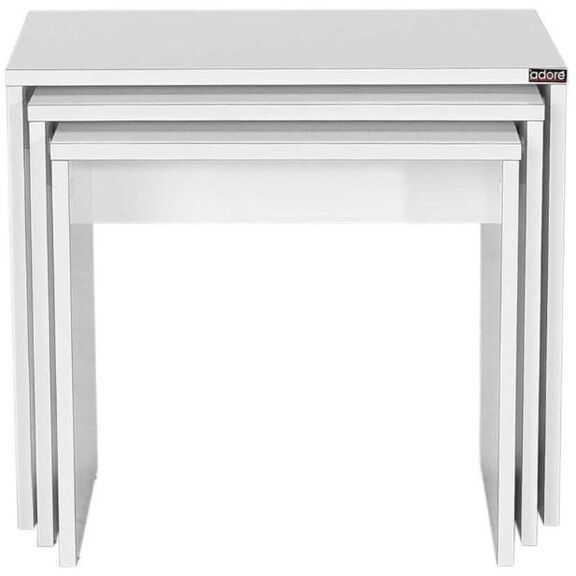 Σετ Τραπεζάκια Ζιγκον Λευκό High Gloss 55x47x40cm