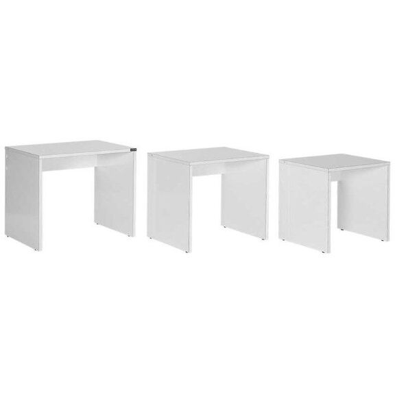 Σετ Τραπεζάκια Ζιγκον Λευκό High Gloss 55x47x40cm