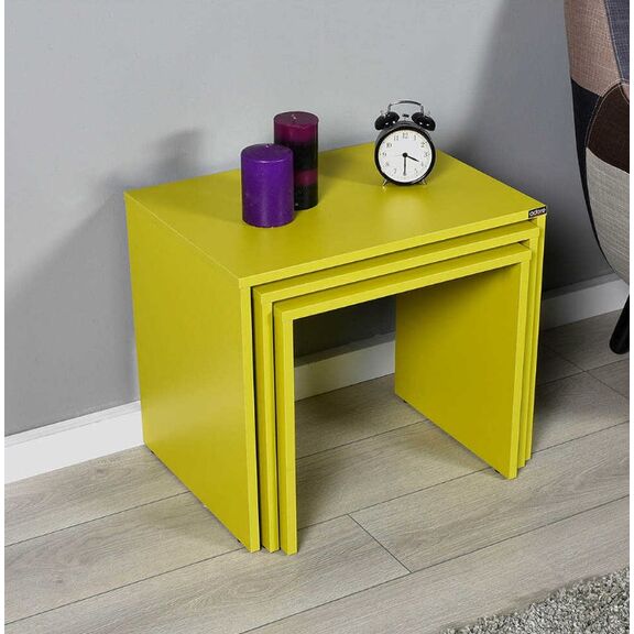Σετ Τραπεζάκια Ζιγκον Κιτρινοπράσινο 55x47x40cm