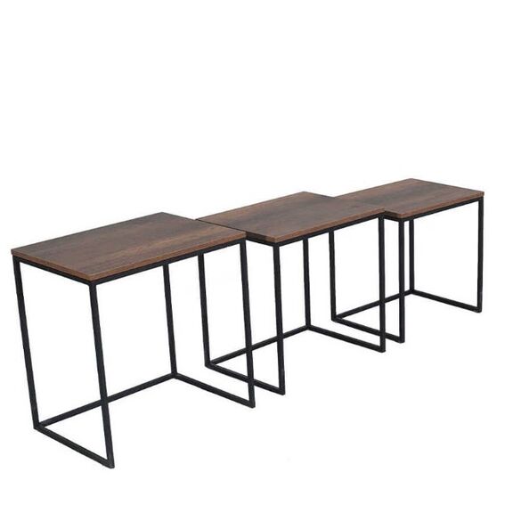Σετ Τραπεζάκια Ζιγκον Καρυδί 55x47x40cm