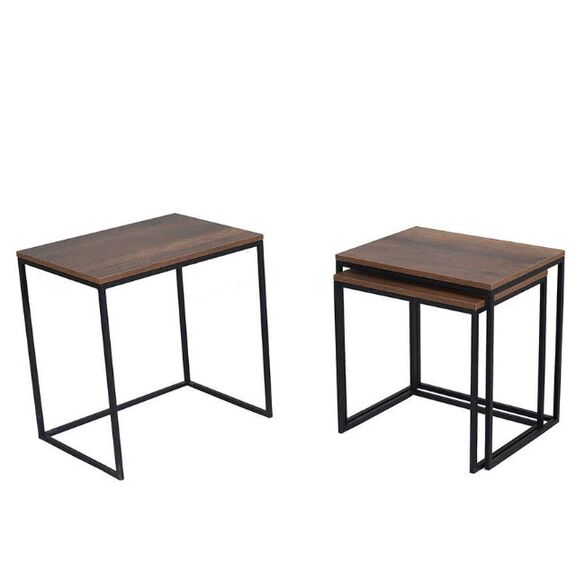 Σετ Τραπεζάκια Ζιγκον Καρυδί 55x47x40cm