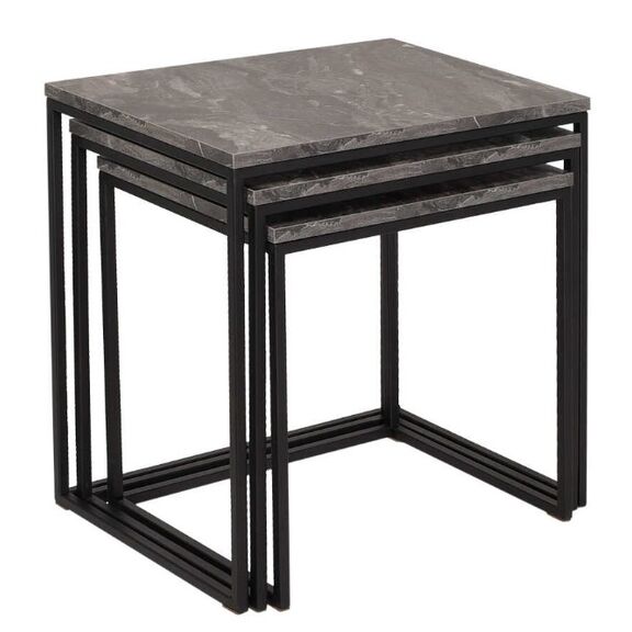 Σετ Τραπεζάκια Ζιγκον Μάρμαρο 55x47x40cm