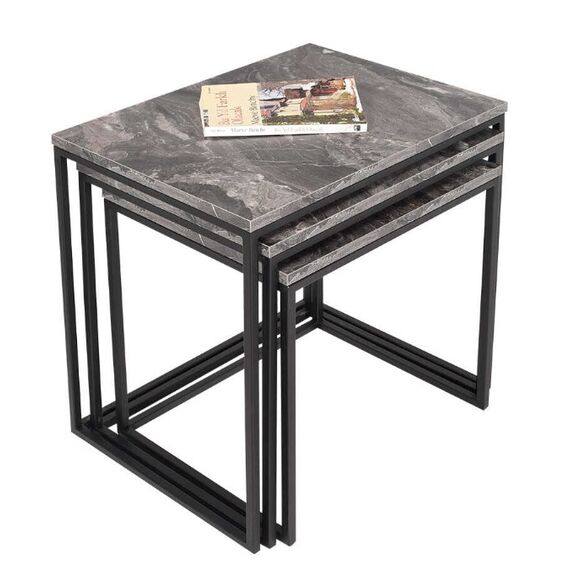 Σετ Τραπεζάκια Ζιγκον Μάρμαρο 55x47x40cm