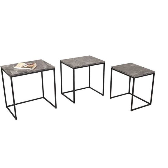 Σετ Τραπεζάκια Ζιγκον Μάρμαρο 55x47x40cm