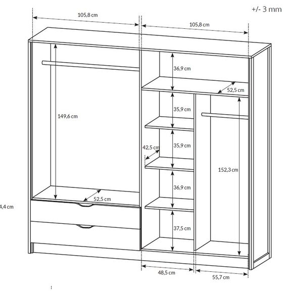 Ντουλάπα Arden Sand Gragne+matera 220x205cm