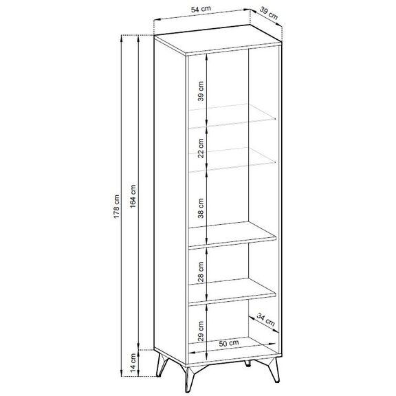 Βιτρίνα Diamond Ανθρακί+evoke 178x54x39