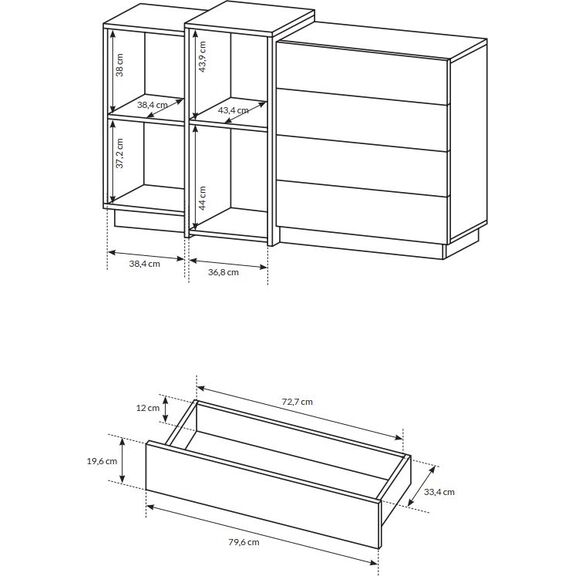 Μπουφές  3d: Λευκό+ Golden Craft 160x93.4x45cm