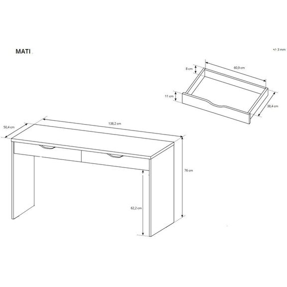 Γραφείο Mati-e Γραφίτης 138x76x50,4cm