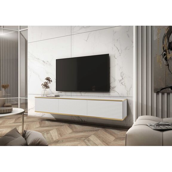 Κρεμαστό Έπιπλο Τηλεόρασης Oro_mdf Λευκό 175x30x32cm