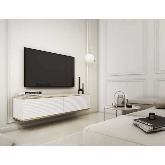 Κρεμαστό Έπιπλο Τηλεόρασης Oro_mdf Λευκό 135x30x32cm