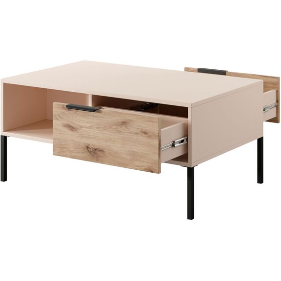 Τραπεζάκι Rave με Συρτάρια Μπεζ+φυσικό Viking 97x45x60cm