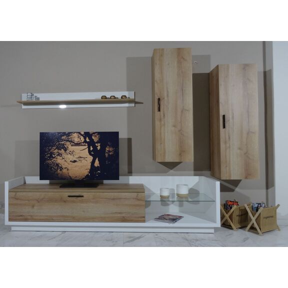 Σύνθεση Talina Λευκό+kingstone oak 270x175x48cm