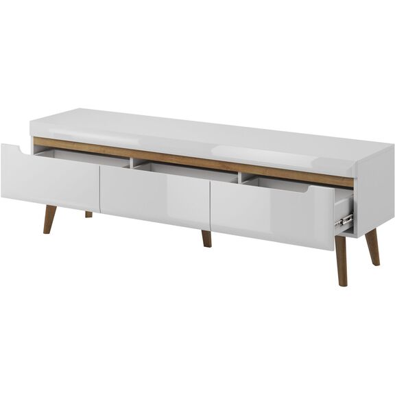 Έπιπλο Τηλεόρασης Nordi Λευκό + Higloss Λευκό + Riviera 160x50x40cm