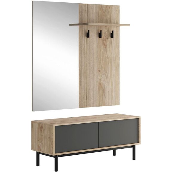Έπιπλο Εισόδου Basic Χρώμα: Jackson Hickory +Γραφίτης 104x170x39cm