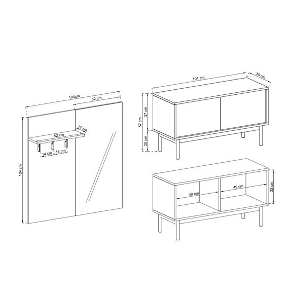 Έπιπλο Εισόδου Basic Χρώμα: Jackson Hickory +Γραφίτης 104x170x39cm