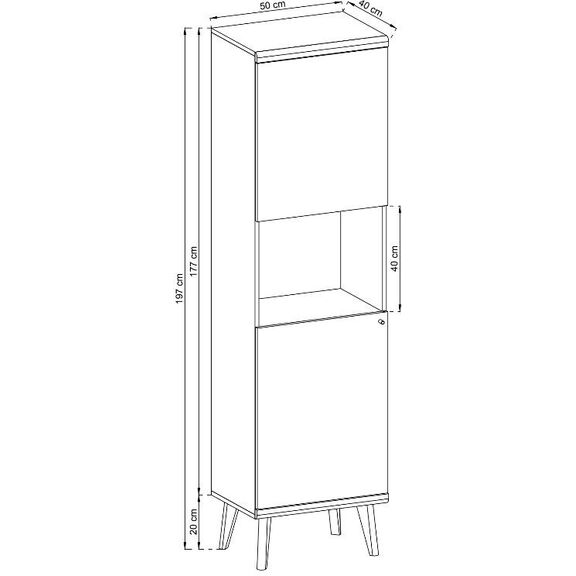Βιτρίνα 17103-pr-t Λευκό+riviera 50x197x40cm