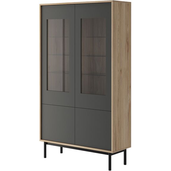 Βιτρίνα Basic Χρώμα: Jackson Hickory +Γραφίτης 104x185x39cm