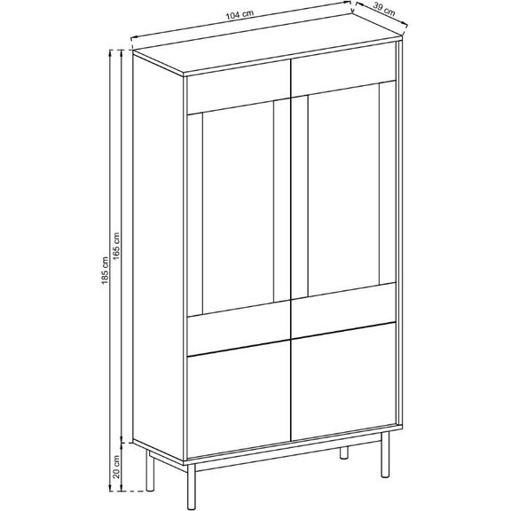 Βιτρίνα Basic Χρώμα: Jackson Hickory +Γραφίτης 104x185x39cm