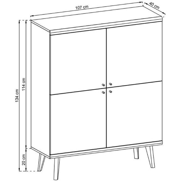 Μπουφές 24101-pr Λευκό+riviera 107x134x40cm