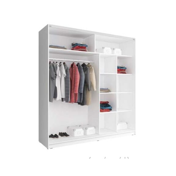 Ντουλάπα Συρόμενη Mika 2 Χρώμα Λευκό  200x214x63 cm