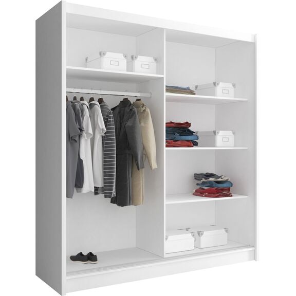 Ντουλάπα Συρόμενη 24114-wkw-150 Χρώμα Λευκό  150x200x62cm