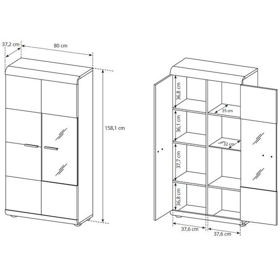 Βιτρίνα 36134-ln-sv Φυσικό 80x158x37cm