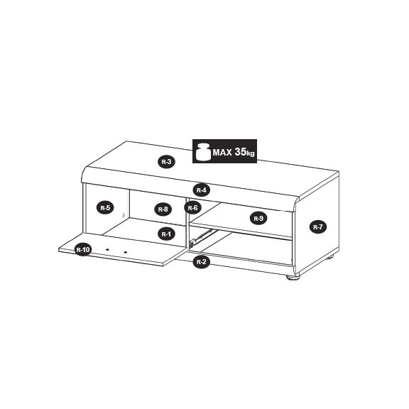Έπιπλο Τηλεόρασης 36134-ln-tv Καρυδιά 120x44x54cm