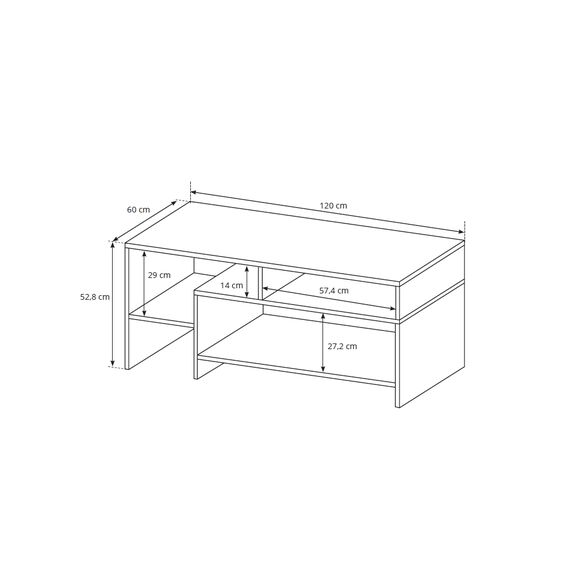 Τραπεζάκι 36144-alv-40 Grandson+λευκό M120xy53xb60cm