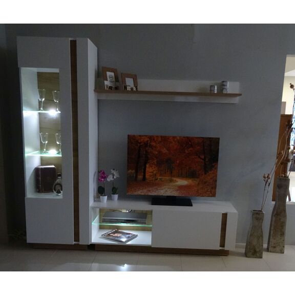 Σύνθεση 36146-Arcw2 Λευκό+λευκό High Gloss+grandson 298x194x40cm