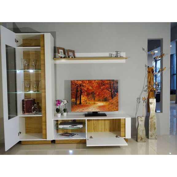 Έπιπλο Τηλεόρασης 36146-Arcw-stv Λευκό+λευκό High Gloss+grandson 138,1x45,5x40cm