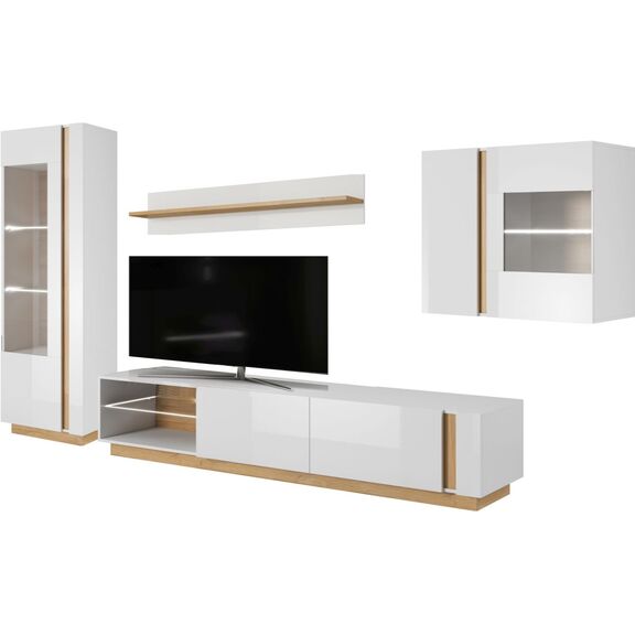Σύνθεση 36146-Arcw2 Λευκό+λευκό High Gloss+grandson 298x194x40cm
