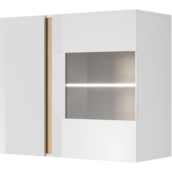 Κρεμαστή Βιτρίνα 36146-Arcw-wv Λευκό+λευκό High Gloss+grandson 96,5x82,5x40cm