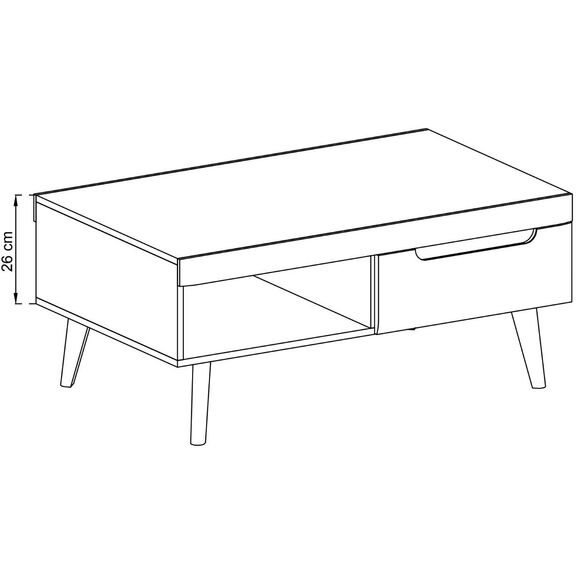 Τραπεζάκι Nordi Λευκό+higloss Λευκό+ Riviera 107x46x67cm