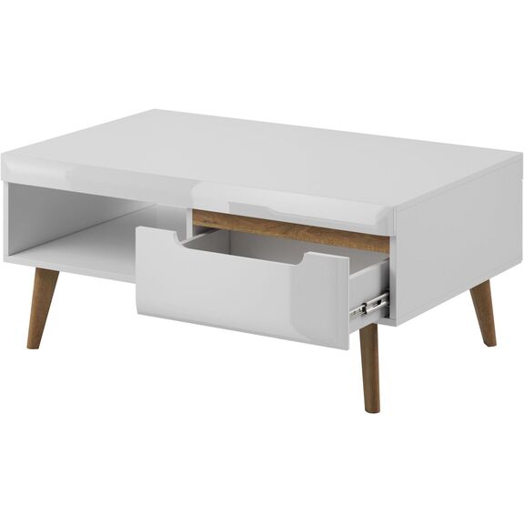 Τραπεζάκι Nordi Λευκό+higloss Λευκό+ Riviera 107x46x67cm