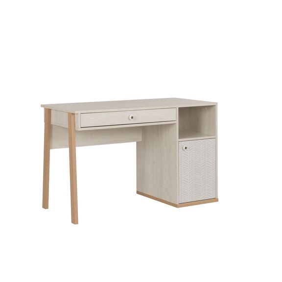 Alika Γραφείο με 1 Συρτάρι και 1 Πόρτα Whitewashed Chestnut/grey Print