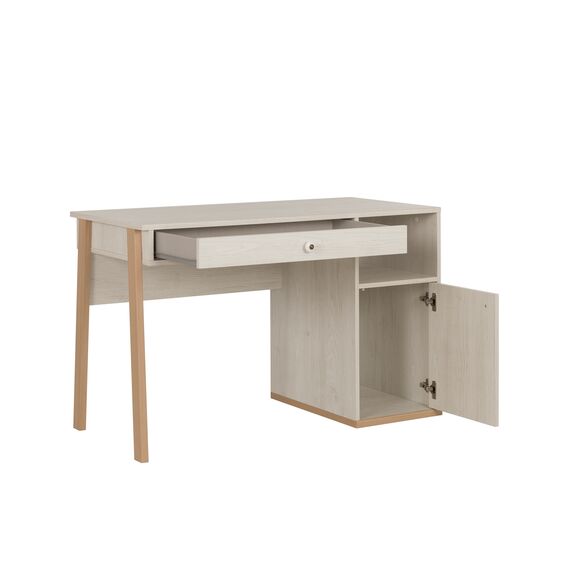 Alika Γραφείο με 1 Συρτάρι και 1 Πόρτα Whitewashed Chestnut/grey Print