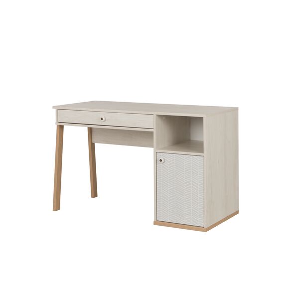 Alika Γραφείο με 1 Συρτάρι και 1 Πόρτα Whitewashed Chestnut/grey Print