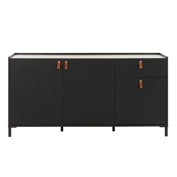 Amsterdam Mπουφές με 3 Πόρτες και 1 Συρτάρι 160x45x79εκ. Natural Chestnut / Black