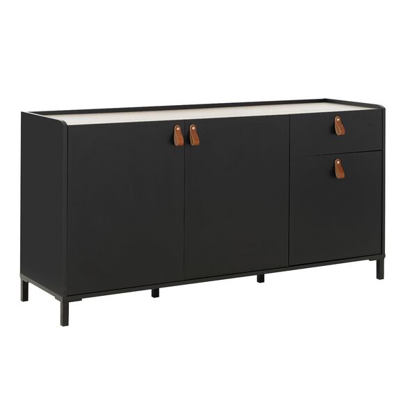 Amsterdam Mπουφές με 3 Πόρτες και 1 Συρτάρι 160x45x79εκ. Natural Chestnut / Black