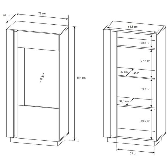 Βιτρίνα 36146-arc-sv Artisan+γραφίτης 72x154x40cm