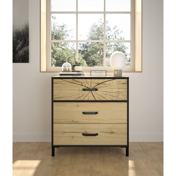 Armor Συρταριέρα με Τρία Συρτάρια 81x45x83εκ. Helvezia oak / Black