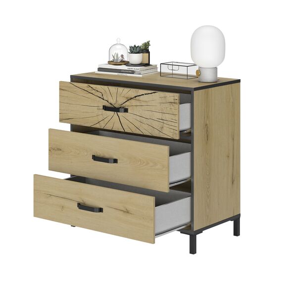 Armor Συρταριέρα με Τρία Συρτάρια 81x45x83εκ. Helvezia oak / Black