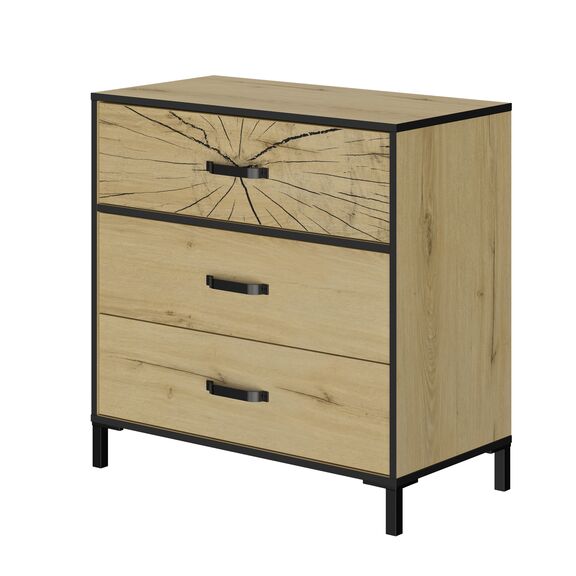 Armor Συρταριέρα με Τρία Συρτάρια 81x45x83εκ. Helvezia oak / Black