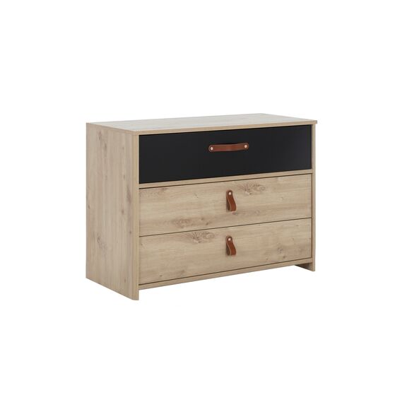 Arthus Συρταριέρα με 3 Συρτάρια Δρυς Artisan/μαύρο 85x41x68εκ.