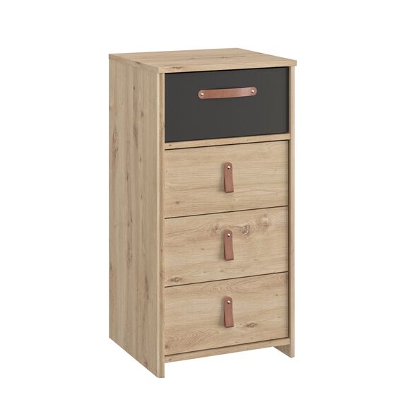 Arthus Συρταριέρα Ψηλή με 4 Συρτάρια 44x41x87εκ. Artisan oak / Black