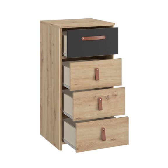 Arthus Συρταριέρα Ψηλή με 4 Συρτάρια 44x41x87εκ. Artisan oak / Black